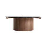 Giswil Brown Plywood Coffee Table Glass Top