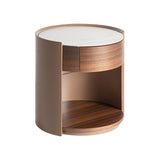 Giswil Brown Plywood Bedside Table Ceramic Top