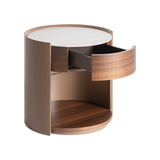 Giswil Brown Plywood Bedside Table Ceramic Top