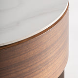 Giswil Brown Plywood Bedside Table Ceramic Top