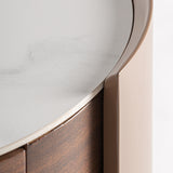 Giswil Brown Plywood Bedside Table Ceramic Top