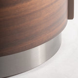 Giswil Brown Plywood Bedside Table Ceramic Top - Two Drawer