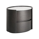 Zofingen Black Wood Bedside Table Ceramic Top - Two Drawer