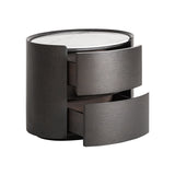 Zofingen Black Wood Bedside Table Ceramic Top - Two Drawer