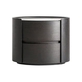 Zofingen Black Wood Bedside Table Ceramic Top - Two Drawer