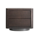 Wholen Brown Wood Bedside Table Ceramic Top - Two Drawer