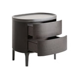 Liestal Black Wood Bedside Table - Two Drawer