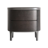 Liestal Black Wood Bedside Table - Two Drawer