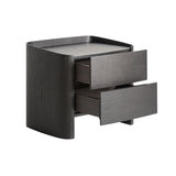 Wolfach Black Wood Bedside Table - Two Drawer