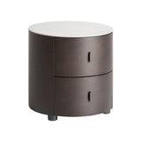 Renchen Brown Wood Bedside Table - Two Drawer