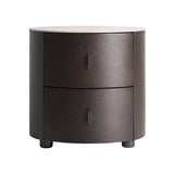 Renchen Brown Wood Bedside Table - Two Drawer