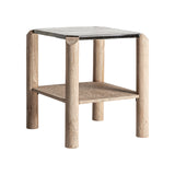 Jacquard Mango Wood Side Table Glass Top