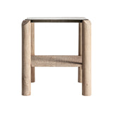 Jacquard Mango Wood Side Table Glass Top