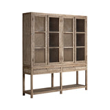 Masein Elm Wood Glass Cabinet
