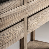 Masein Elm Wood Glass Cabinet