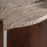 Tivoli Mango Wood Side Table Travertine Top