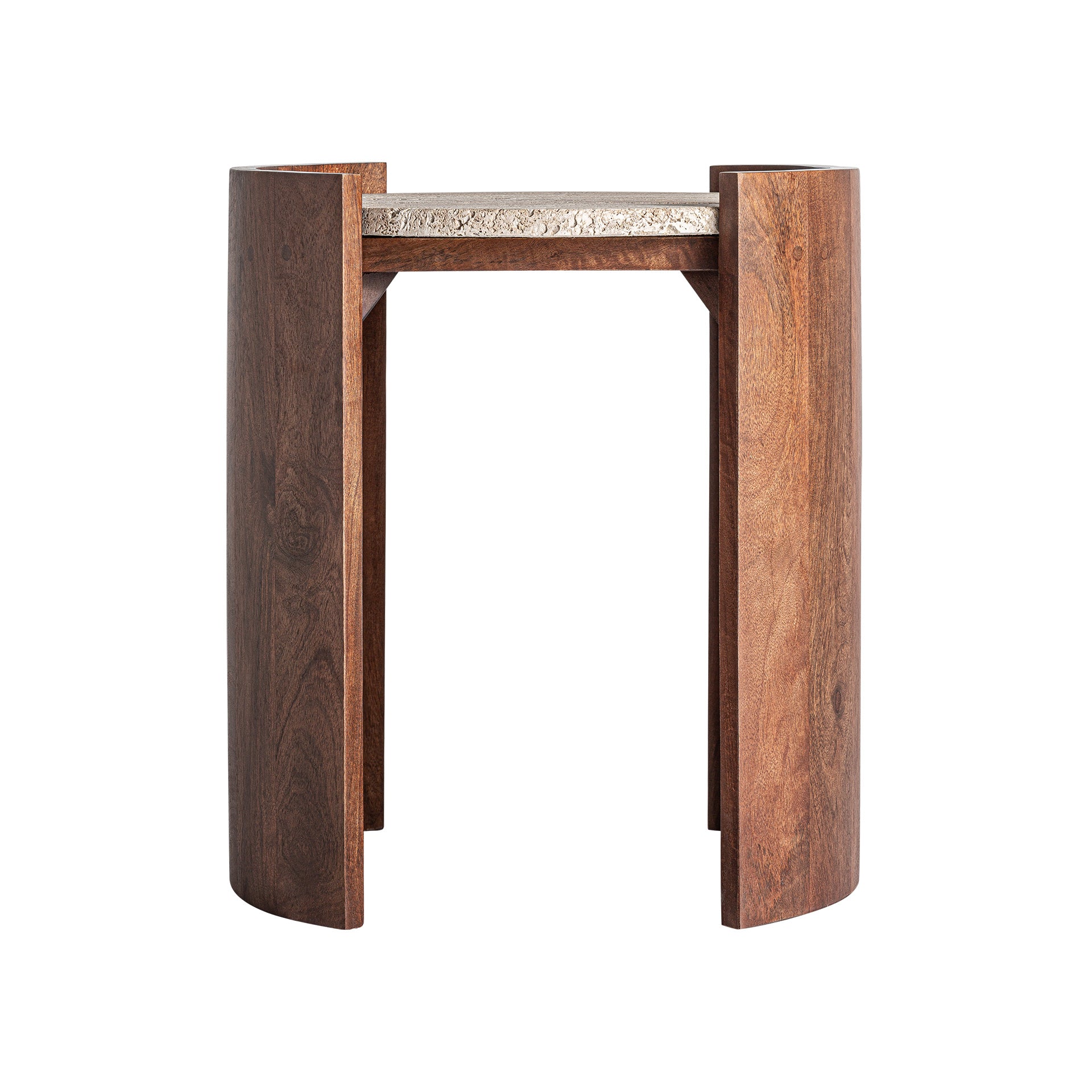 Tivoli Mango Wood Side Table Travertine Top – Maison Rêves UK
