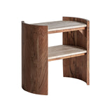 Tivoli Mango Wood Side Table Travertine Top