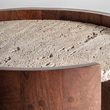 Tivoli Mango Wood Side Table Travertine Top