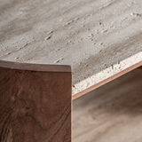 Tivoli Mango Wood Side Table Travertine Top