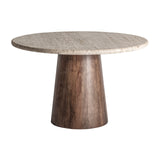 Varzi Mango Wood Dining Table Travertine Top