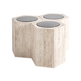 Thiennes Travertine Coffee Table Amber Glass
