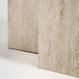 Thiennes Travertine Coffee Table Amber Glass