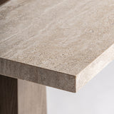 Karpacz Oak Wood Bar/Dining Table Travertine Accents