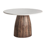 Skorup Reclaimed Wood Dining Table White Marble Top