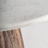 Skorup Reclaimed Wood Side Table White Marble Top