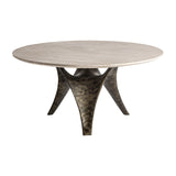 Laize Stainless Steel Dining Table Travertine Top