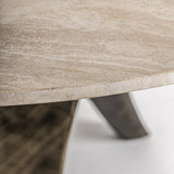Laize Stainless Steel Dining Table Travertine Top