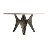Laize Stainless Steel Dining Table Travertine Top