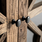 Norvik Elm Wood Tall Glass Cabinet