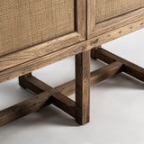 Byremo Tall Elm Wood Wardrobe Rattan Doors