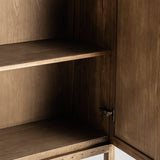 Byremo Tall Elm Wood Wardrobe Rattan Doors