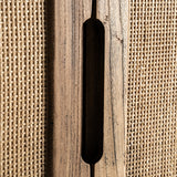 Byremo Tall Elm Wood Wardrobe Rattan Doors
