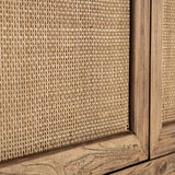 Byremo Tall Elm Wood Wardrobe Rattan Doors