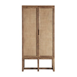 Byremo Tall Elm Wood Wardrobe Rattan Doors