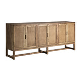 Byremo Tall Elm Wood Sideboard Rattan Doors