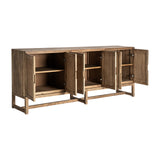 Byremo Tall Elm Wood Sideboard Rattan Doors