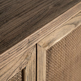 Byremo Tall Elm Wood Sideboard Rattan Doors