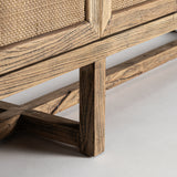 Byremo Tall Elm Wood Sideboard Rattan Doors