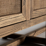 Byremo Tall Elm Wood Sideboard Rattan Doors