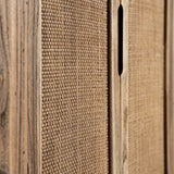 Byremo Tall Elm Wood Sideboard Rattan Doors
