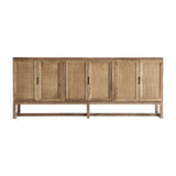 Byremo Tall Elm Wood Sideboard Rattan Doors