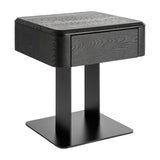 Caiza Black Elm Wood Bedside Table Iron Base
