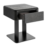 Caiza Black Elm Wood Bedside Table Iron Base