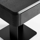 Caiza Black Elm Wood Bedside Table Iron Base