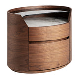 Lecco Brown Wood Bedside Table Ceramic Top